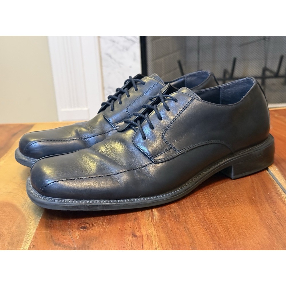 Axcess Shoes Mens 9.5 M Bilborne Bicycle Toe Oxford Black Leather Lace Up Casual